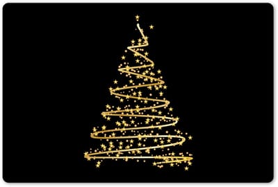 Placemats 45x30 cm - Placemat kunststof - 1 stuk - Kerst - Goud - Kerstmis - Feestdagen - Zwart - Borden onderleggers - Decoratie voor op tafel - Keuken tafeldecoratie accessoires - Vinyl onderlegger - Tafelversiering