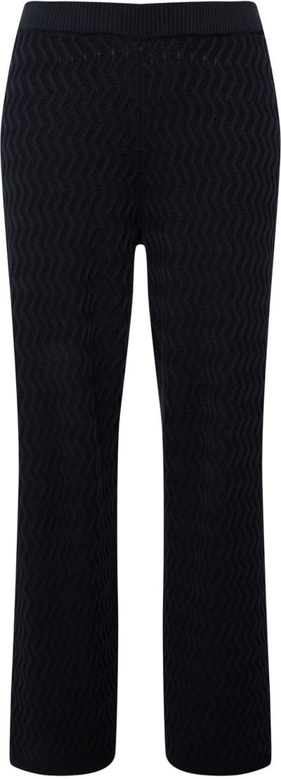 Ulla Popken - Dames - Gebreide broek Rose rechte pijpen getand biologisch katoen - Marine - Maat I