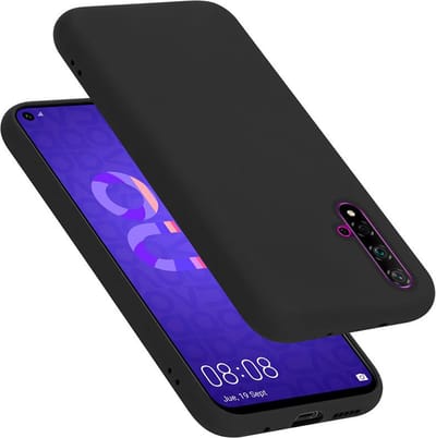 Cadorabo Hoesje geschikt voor Honor 20 / 20S / Huawei NOVA 5T in LIQUID ZWART - Beschermhoes gemaakt van flexibel TPU silicone Case Cover