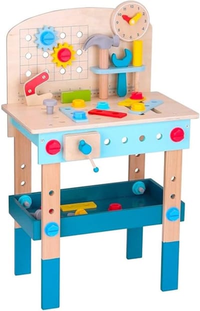 RWB® Werkbank Speelgoed - Gereedschap Speelgoed - Werkbank Kinderen - Bruin - 40cm x 26cm x 65cm