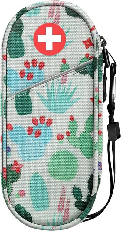 Isolatie Medische Draagtas voor EpiPens en Astma-inhalers, Reis Organizer voor Allergiemedicatie, Inclusief Anti-histaminica en Auvi-Q Essentials, (Cactus)