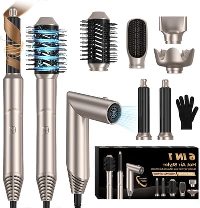 Haar Styler - Luchtstyler Krultang - Haar Modelleren - 6-in-1 Functies - 1000W Vermogen - Goud