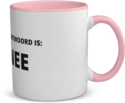 Akyol - mijn antwoord is nee koffiemok - theemok - roze - Collega - cadeau collega - cadeau - kantoorhumor - grappige cadeau - 350 ML inhoud