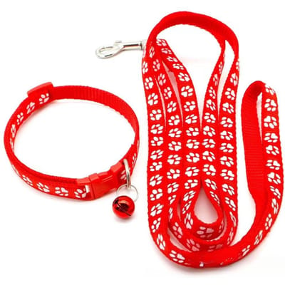 1-delige Kattenhalsband met Lijn Set met Schattig Pootje Bedeltje - Verstelbare Kittenhalsband Zachte Huisdierhalsketting Voor Kleine Honden Perfect Voor Kittens Puppies 1.0 Leash1.2 meters
