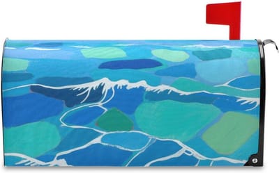 Brievenbushoes Abstract Blauw - Posthoes Magnetisch - Decoreren Buitenruimte - Waterdicht Oxford Doek - 45.7 x 53.3 cm - Blauw