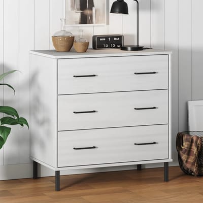 vidaXL - Dressoir - met - 3 - lades - OSLO - 77x40x79,5 - cm - massief - hout - wit