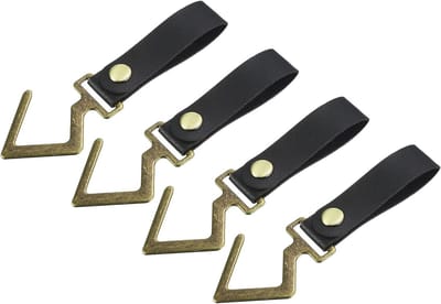 Dailygoods- Haken 4 Stuks - PU Lederen Haakset - Camping Haken - Ophanghaken - Keukenaccessoires - Efficiënte Opberging - Opberghaak