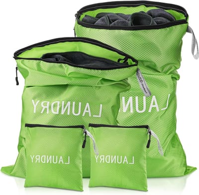 Waterdichte Waszakken voor Vuile Kleding - 4 Stuks in 3 Maten, Ideaal voor Zwemmen, Yoga en Reizen, Vouwbare Opbergzakken voor Gezinnen