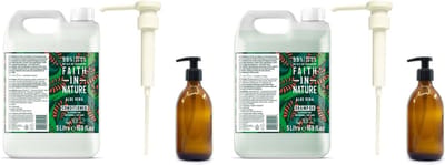 FAITH IN NATURE - Shampoo & Conditioner Aloe Vera Refill - 2x 5 Liter= 10 liter - met 2 pompjes - nu met 2 Gratis glazen refill flessen 500ml