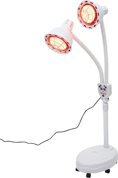 Infrarood warmtelamp met dubbele kop en afstandsbediening, 275W, 0-115°C, instelbare hoogte, modern design