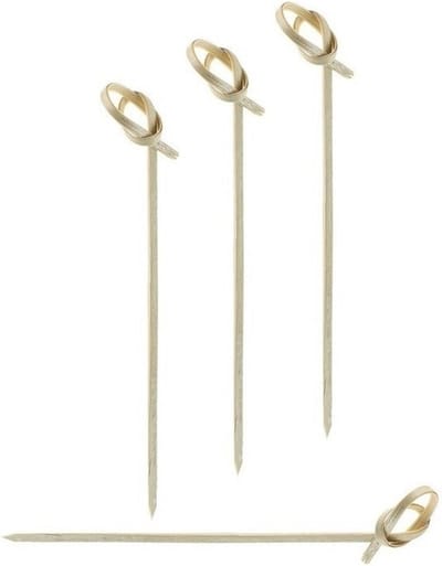 Bamboe hapjes prikkers - sticks/stokjes - 100x stuks - 9,5 cm - tapas cocktailprikkers