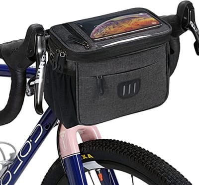 Waterdichte Fietsstuurtas - 6L Grote Capaciteit met Telefoonhouder - Stuurtas voor Mountainbike, Racefiets, Vouwfiets - Grijs