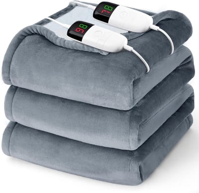 Elektrische Deken - Verwarmde Plaid - Warmte en Comfort - Dubbele Regeling - 213 x 228 cm - Asgrijs