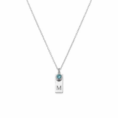 Geboortesteen Initiaal Ketting Zilver