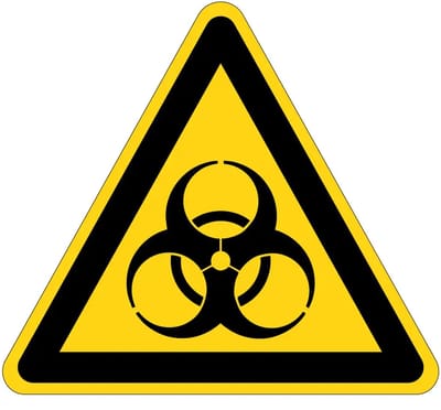 Biologisch besmettingsgevaar waarschuwingsbord - W009 | gecoat dibond materiaal | 15 cm