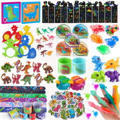 Dailygoods- Feestcadeautje 125-delig - Dinosaurus - Gastgeschenken - Cadeauzakjes - Piñata-vulling - Decoratie voor kinderverjaardag - Gastgeschenk