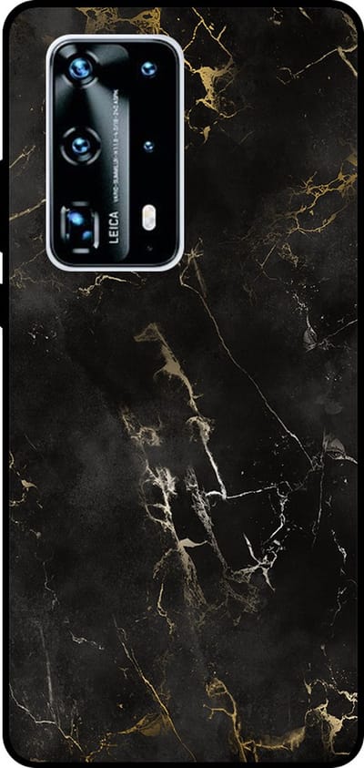 Smartphonica Telefoonhoesje Geschikt voor Huawei P40 Pro Plus met marmer opdruk - TPU backcover case black marble design - Zwart geschikt voor Huawei P40 Pro Plus