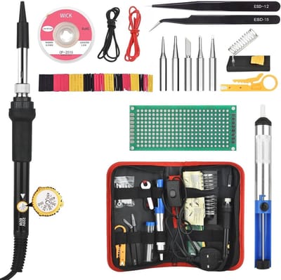 Soldeerboutset 60W met instelbare temperatuur en 5 soldeerpunten voor elektronica en sieraden
