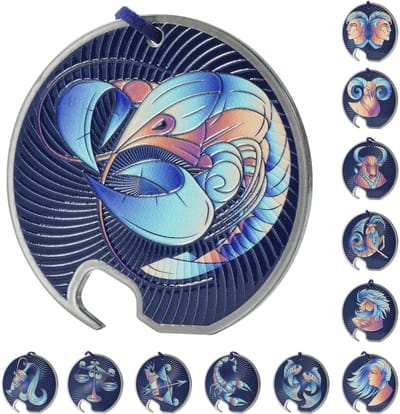 KADAX Zodiak Flesopener, bieropener van roestvrij staal, sterrenbeeldflesopener, met één hand opener met gat, ronde flesopener voor huis, feest, bar, soda, bruiloft ()