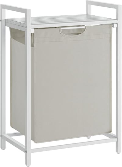 Wassorteerder - 65L - Metaal - Wit - Wasmanden - Wassorteerder met Plank - 50 x 33 x 72 cm