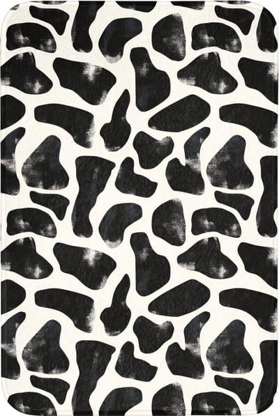 Badmat 60x90 cm - Antislip - Dierenpatroon - Vlekken - Zwart - Wit - Badmatten voor badkamer - Badkamermat - Douchemat - Badkamer mat