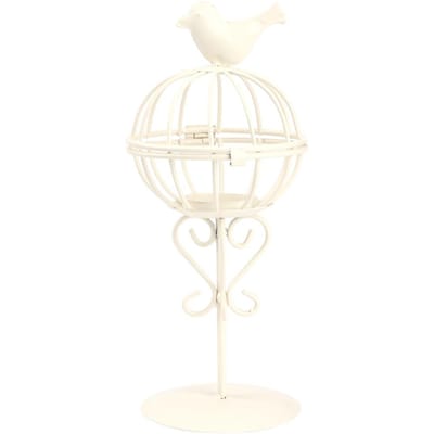 Uitgehold Uniek Vogelkooi IJzeren Kaarsenhouder Kandelaar Decor Home Decoratie OrnamentWit wit