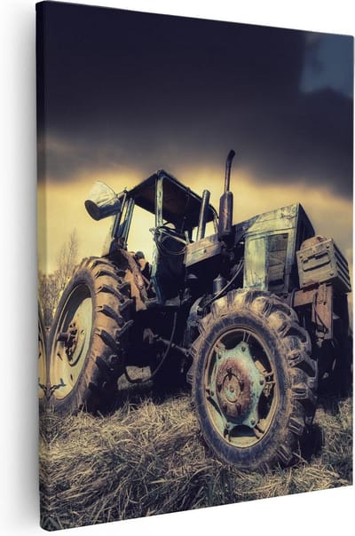 Artaza Canvas Schilderij Tractor - 40x50 cm - Wanddecoratie Natuur - Muurdecoratie Herfst - Kamer Accessoires
