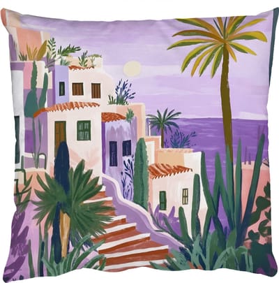 Sierkussens - Kussentjes Woonkamer - 50x50 cm - Huizen - Minimalistisch - Palmbomen - Kust