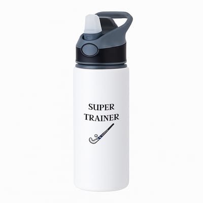 Hacebo® - Super trainer waterfles met rietje zwart - Sport - coach - Hockey stick - Trainer - geschenk - verjaardag - love gift - water fles - 650ML