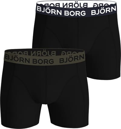 Björn Borg Cotton Stretch boxers - heren boxers normale lengte (2-pack) - zwart - zwart