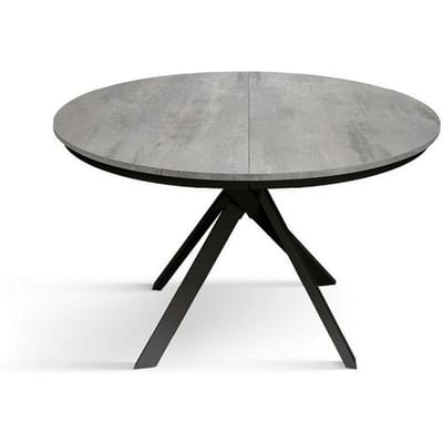 Cementgrijze ronde tafel, antraciet metalen poten 120-170cm - PANTELLERIA