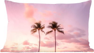 Sierkussens - Kussentjes Woonkamer - 60x40 cm - Palmbomen - Paars - Wolken - Lucht
