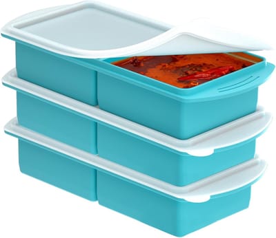 VHV - Diepvriesvorm - voedselveilige siliconen vierkante vorm 3 stuks - met deksel - voor meal prep, soep, saus en vriezer