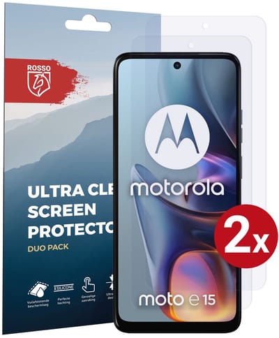 Rosso Screen Protector Geschikt voor Motorola Moto E15 | Ultra Clear Duo Pack | TPU Folie | Case Friendly Beschermfolie | 2 Stuks