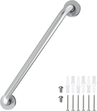 Stevige Douchegreep met Veiligheidsondersteuning (Geborsteld Nikkel, 40,6 cm)