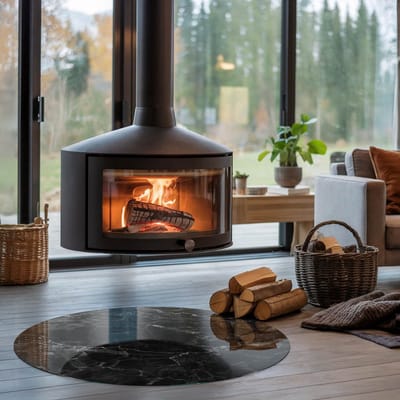 Coloray Vloerplaat Houtkachel - Plaat voor Onder Houtkachel - 100 cm x 100 cm - Open Haard Accessoires - Zwart Vloerplaat Kachel - Onderplaat - Plaat onder Houtkachel - Kachel Onderplaat - Onderplaat Voor Houtkachel