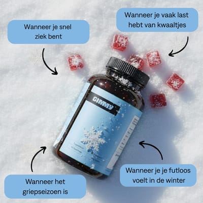 GIMMY Immunity - Supplement om je weerstand te verhogen - Vitamine C, D, zink, selenium, bèta-glucanen - Vegan, suikervrij & natuurlijk - Ontwikkeld door apothekers - 60 gummies