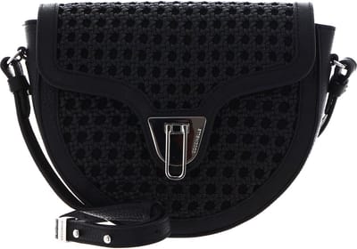 COCCINELLE Leren Schoudertas Beat Eco Woven Hand Bag Noir Zwart