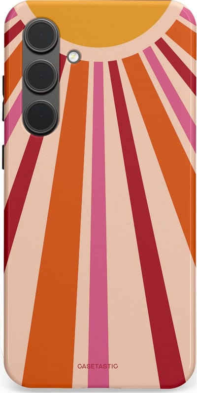 Casetastic Hoesje Geschikt voor Samsung S24 Plus - Stijlvolle Beschermende Duo-layer Case - Retro straal