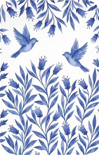 WC mat 50x80 cm - Antislip - Modern - Vogels - Delfts - Blauw - Toiletmat - Vloermat - Douchemat - Toilet tapijt - Toiletmatten