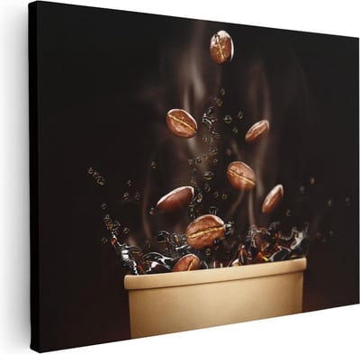 Artaza Canvas Schilderij Koffie - 80x60 cm - Wanddecoratie Keuken - Muurdecoratie Koffiebonen - Stilleven Schilderijen Op Canvas