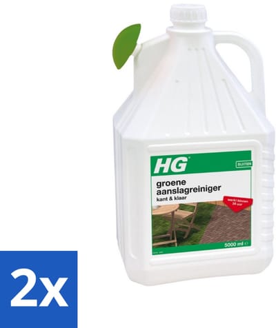 2 x HG - Buiten - Groene Aanslagreiniger - Kant & Klaar - Resultaat Binnen 36 Uur - 5L - Groene Aanslag Verwijderen - Groene Aanslag Reiniger - Terrasreiniger - Balkonreiniger - Buitenreiniger