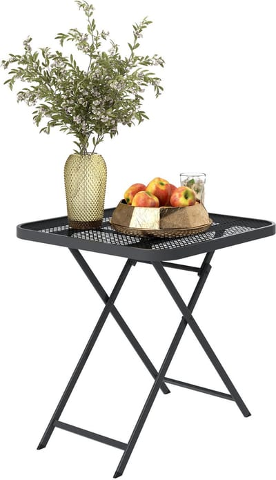 Killogood Tuintafel opvouwbaar 70 x70 cm - Weerbestendige balkon vouwtafel met uitsparing design vierkant zwart