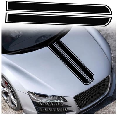 JHUBERS- Streepsticker Zwart - Auto Sticker voor Auto Decoratie - Motorkap Sticker - PVC - Waterdicht - 130x24cm - Duurzaam - Autosticker