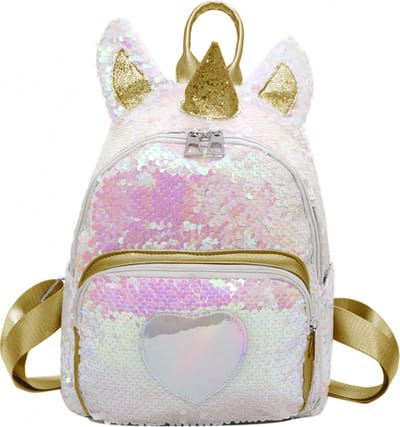 KIMU® Eenhoorn Rugtas Pailletten Roze Goud Rugzak Tas Schooltas Kindertas Festival