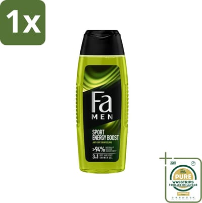 1 x Fa Men - Sport Energy Boost - Doucemiddel - Voor Lichaam, Haar & Gezicht - 250 ml- Sport Energie - Frisheid - Lichaam Reinigen - Haar Verzorgen - Gezicht Verzorgen
