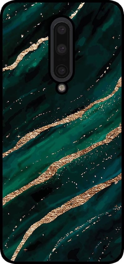 Smartphonica Telefoonhoesje Geschikt voor OnePlus 7 Pro met marmer opdruk - TPU backcover case marble design - Groen Goud geschikt voor OnePlus 7 Pro