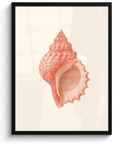 Poster in lijst - Fotolijst 50x70 cm - Posters - Schelp - Roze - Structuur - Posterlijst zwart - Decoratie - Wanddecoratie woonkamer - Muurdecoratie slaapkamer