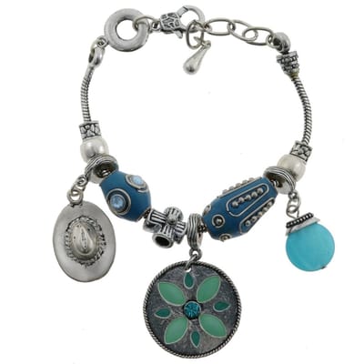 Behave - Armband - zilverkleur blauw - bohemien stijl - 18-23 cm