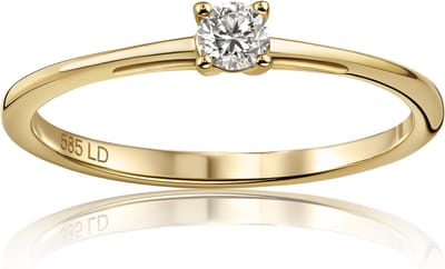 Miore Pure Ring - Gemaakt van 14 Karaat Goud - Met Diamanten - Handgemaakte Sieraden - Trouwringen - set - Elegante Dames Sieraden - Maat 50